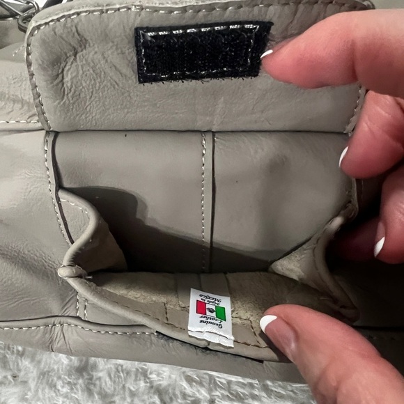 Vintage Putty Small Leather Duffle Bag Crossbody Strap Mexico Puppy Carrier - Picture 5 of 16